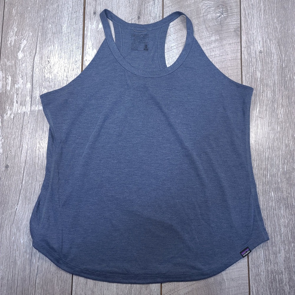 Patagonia Capilene Cool Trail Tank Top Women Size XL Blue Racerback Shirt